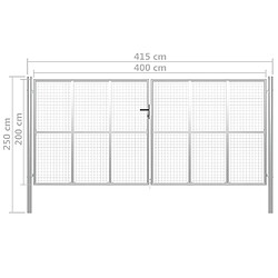 Acheter vidaXL Porte de jardin Acier galvanisé 415x250 cm Argenté