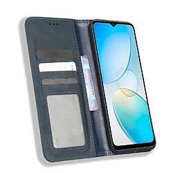 Etui en PU texture rétro, auto-absorbé magnétique avec support pour votre Infinix Hot 12 Pro 4G X668C - bleu