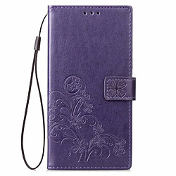 Wewoo Coque Housse en cuir motif fleurs porte-bonheur Lucky Clover pour OPPO A5, avec fentes porte-cartes & porte-monnaie & dragonne Violet