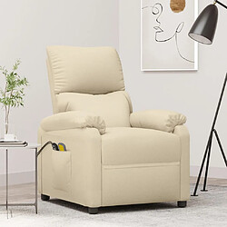 vidaXL Fauteuil électrique de massage Crème Tissu