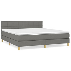 vidaXL Sommier à lattes de lit avec matelas Gris foncé 180x200cm Tissu