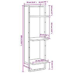 vidaXL Étagère murale 3 niveaux chêne fumé 30x25x100cm bois ingénierie pas cher