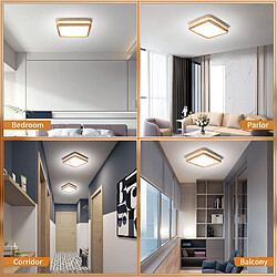 Stoex Lampe De Plafond Carré En Bois Plafonnier Moderne Plafonnier Intérieur Luminaire Plafonnier Led Pour Chambres À Coucher,Salons Couloirs 6000K