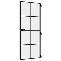 vidaXL Porte intérieure mince noir 83x201,5 cm verre trempé aluminium