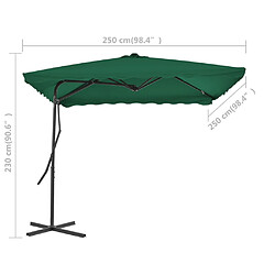 vidaXL Parasol d'extérieur avec mât en acier 250x250 cm vert pas cher