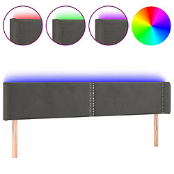 vidaXL Tête de lit à LED Gris foncé 183x16x78/88 cm Velours