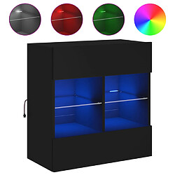 vidaXL Meuble TV mural avec lumières LED noir 58,5x30x60,5 cm