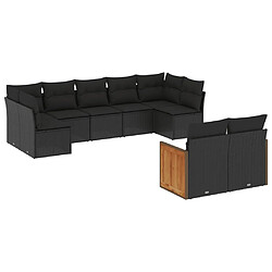 Maison Chic Salon de jardin 9 pcs avec coussins | Ensemble de Table et chaises | Mobilier d'Extérieur noir résine tressée -GKD62828