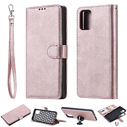 Etui en PU rabat détachable 2 en 1 avec support or rose pour votre Samsung Galaxy A71