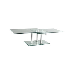 Inside 75 Table basse MATCH CHROME 2 plateaux pivotants en verre piétement acier