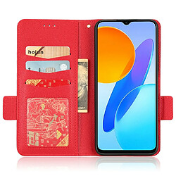 Etui en PU texture litchi, fermoir magnétique double, anti-chocs avec support pour votre Honor X8 5G - rouge