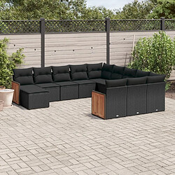 Maison Chic Salon de jardin 12 pcs avec coussins | Ensemble de Table et chaises | Mobilier d'Extérieur noir résine tressée -GKD19148