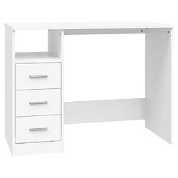 Helloshop26 Bureau table poste de travail meuble d'ordinateur informatique étude avec tiroirs 102 x 50 x 76 cm bois d'ingénierie blanc 02_0023465