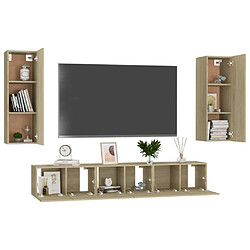 Avis Maison Chic Ensemble de meubles TV 5 pcs | Banc TV Moderne pour salon | Meuble de Rangement - Chêne sonoma Aggloméré -MN37465