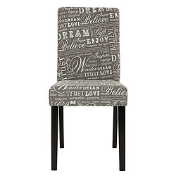 Avis Mendler Lot de 4 chaises de séjour Littau ~ tissu gris words fabric, pieds foncés