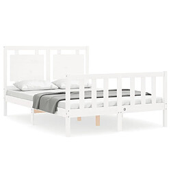 Maison Chic Lit adulte - Cadre Structure de lit avec tête de lit Contemporain blanc double bois massif -MN69364