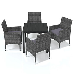 Maison Chic Mobilier à dîner 5 pcs de jardin avec coussins - Ensemble table et chaises d'extérieur - Salon/Mobilier de jardin classique Résine tressée Gris -MN49636 