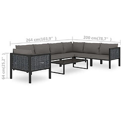 vidaXL Salon de jardin 8 pcs avec coussins Résine tressée Anthracite pas cher