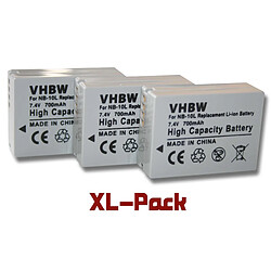 vhbw 3x batterie compatible avec Canon Powershot SX40, SX40HS, SX50, SX50HS, G10, G3x, G1 X, G15 appareil photo DSLR (700mAh, 7,4V, Li-Ion)