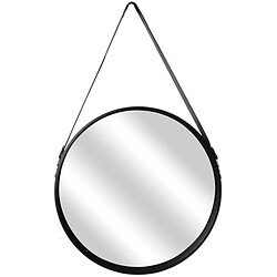 The Home Deco Factory Miroir rond 50 cm avec anse en polyuréthane Noir.