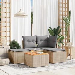 Maison Chic Salon de jardin avec coussins 5 pcs | Ensemble de Table et chaises | Mobilier d'Extérieur beige résine tressée -GKD77667