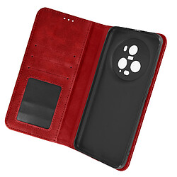 Avizar Étui pour Honor Magic 5 Pro portefeuille support vidéo motif croisillon Rouge