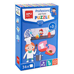 Puzzle Apli Métiers et Outils - 36 Pièces 7x7 cm - Carton 2mm Finition Brillante - Développe Compétences et Capacités - Idéal pour les 3 Ans - Coloré