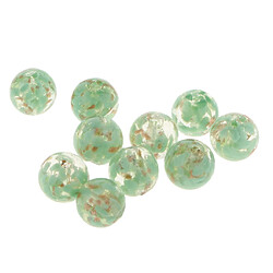 10pcs perles de feuille d'or en verre au chalumeau perles rondes pour la fabrication de bijoux vert