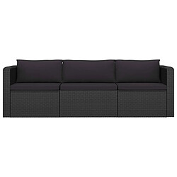 Acheter vidaXL Salon de jardin 8 pcs avec coussins résine tressée noir