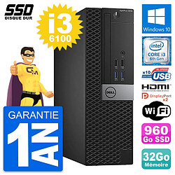 PC Dell OptiPlex 5040 SFF Intel i3-6100 RAM 32Go SSD 960Go HDMI Windows 10 Wifi - Occasion