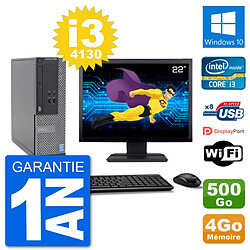 PC Dell Optiplex 3020 SFF Ecran 22" i3-4130 RAM 4Go Disque 500Go Windows 10 Wifi - Occasion