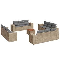 Maison Chic Salon de jardin avec coussins 13 pcs | Ensemble de Table et chaises | Mobilier d'Extérieur beige résine tressée -GKD11492