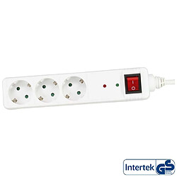 InLine® Power Strip 3 ports 3x Type F allemand avec protection OC et commutateur blanc 1,5 m