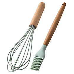 Ensemble D'ustensiles De Cuisine Antiadhésifs En Silicone 2 Pièces Avec Manche En Bois