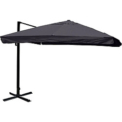 Decoshop26 Parasol de restauration 3x3m (Ø4,24m) polyester/aluminium 23kg anthracite sans support 04_0003326