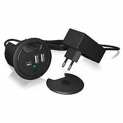 ICY BOX 3-Port Tischladegerät, 2x USB-A, 1x USB-C, für 60 mm Bohrungen, schwarz (IB-HUB1407)