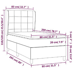 vidaXL Sommier à lattes de lit avec matelas Crème 80x200 cm Tissu pas cher