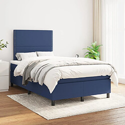 Maison Chic Structures de lit + matelas,Lit à sommier tapissier avec matelas Bleu 120x200 cm Tissu -MN87874