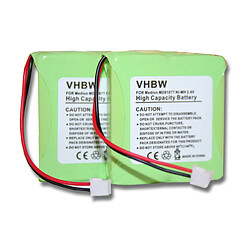 Vhbw Kit de 2 batteries NI-MH 600mAh 2.4V pour Audioline SLIM DECT 500 etc. remplace 5M702BMX / GP0827 / GP0845