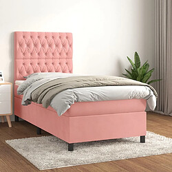 Maison Chic Lit Adulte - Lit simple Lit à sommier tapissier avec matelas moelleux - Meuble de Chambre - Rose 90x200 cm Velours -MN81428