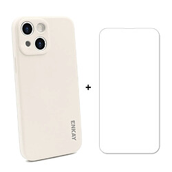 Enkay Coque en silicone anti-rayures, bord droit résistant beige pour votre Apple iPhone 13 mini 5.4 pouces