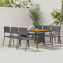 Maison Chic Mobilier à dîner de jardin 7 pcs,Table et chaises d'extérieur Résine tressée Gris -GKD976784