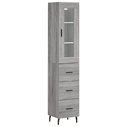 vidaXL Buffet haut Sonoma gris 34,5x34x180 cm Bois d'ingénierie