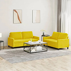 Maison Chic Ensemble de canapés 2 pcs avec coussins, Canapé droit Sofa pour Salon Jaune Velours -GKD209844