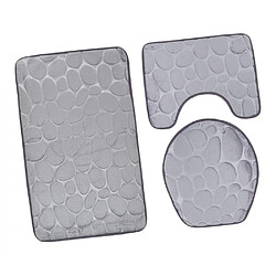 Acheter Ensemble de salle de bain 3 tapis de bain tapis de bain antidérapant couvercle couvercle couvercle de toilette gris