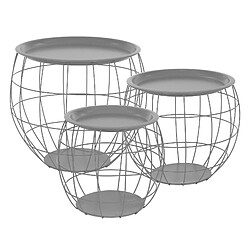 ML DESIGN MODERN LIVING Set de 3 tables d'appoint Gris en métal ML-Design