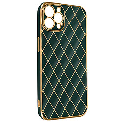 Avizar Coque Géométrique iPhone 12 Pro avec Chaine Trèfle à quatre feuilles Vert