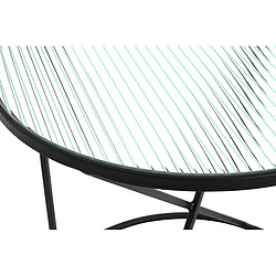 Avis Pegane Table d'appoint, table de salon en verre trempé et métal coloris noir - diamètre 50 x hauteur 50 cm