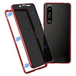 Bumper en métal à adsorption magnétique anti-peep rouge pour votre Sony Xperia 1 III 5G