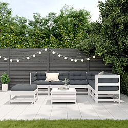 Avis Maison Chic Salon de jardin avec coussins 8 pcs, Ensemble Tables et chaises de jardin, blanc bois de pin massif -GKD486143